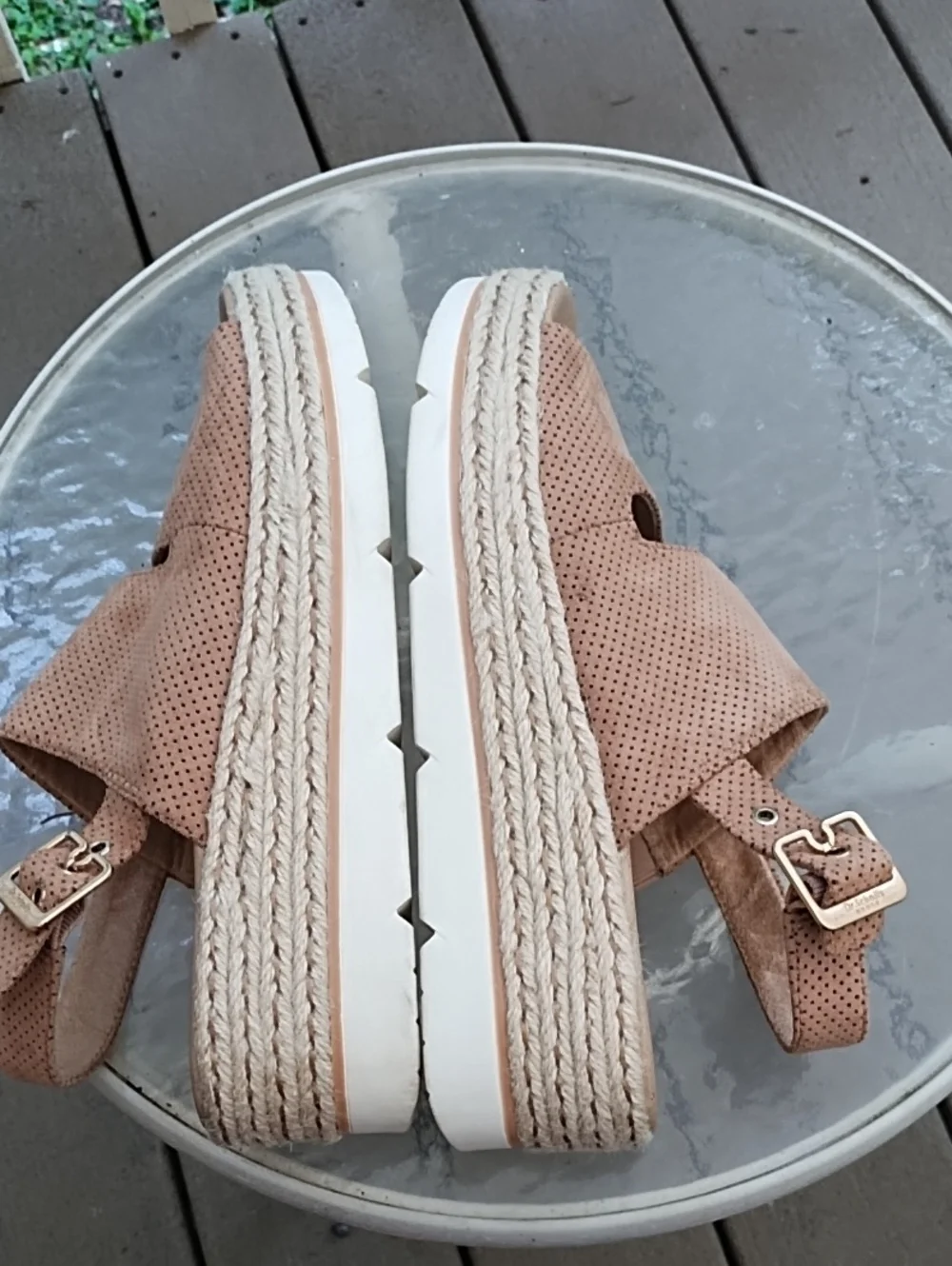 Dr Scholls Perforated Slingback Espadrille Sandals — Tan